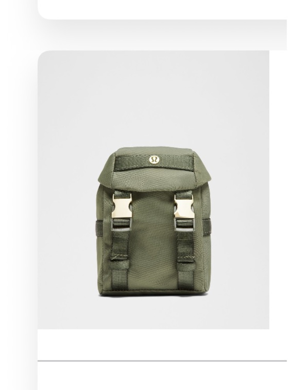 lululemon athletica Wunderlust Nano Backpack in bay leaf and gold hardware NWT